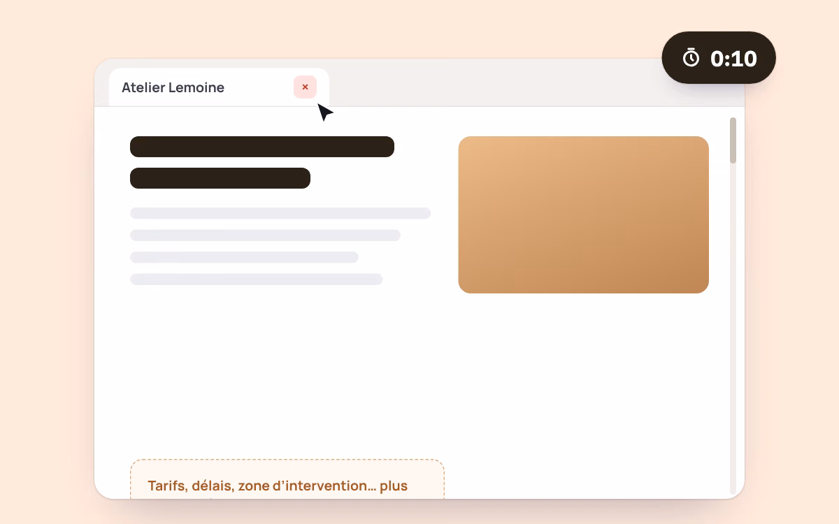 Un onglet refermé au bout de dix secondes, avant d’avoir vu les tarifs plus bas dans la page