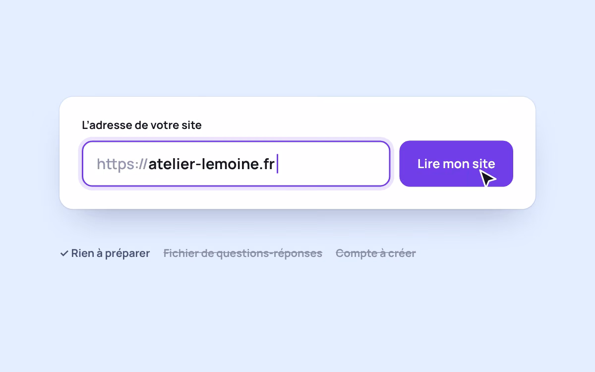 Le champ où l’on saisit l’adresse de son site, avec le bouton « Lire mon site »